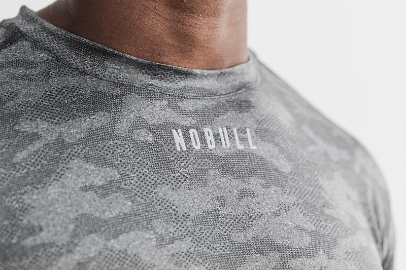 Men's Nobull Lightweight Textured Tee (CAMO) Tanks Grey | SG X2554Y